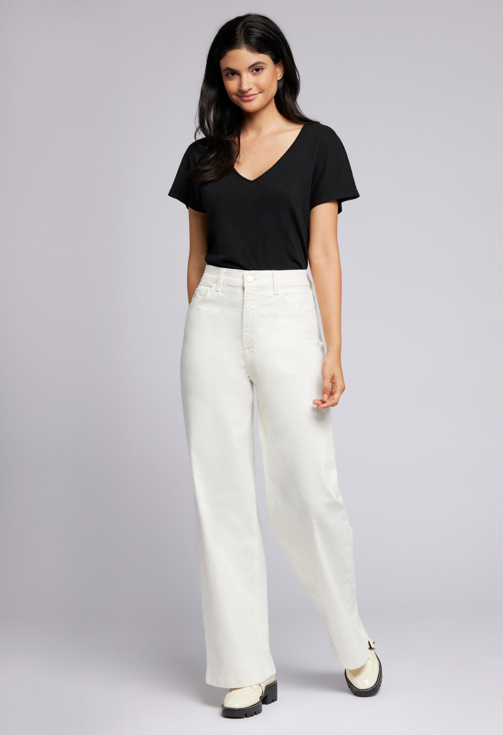 The Pioneer High Rise Wide Leg Jean Moonbeam White | Moonbeam