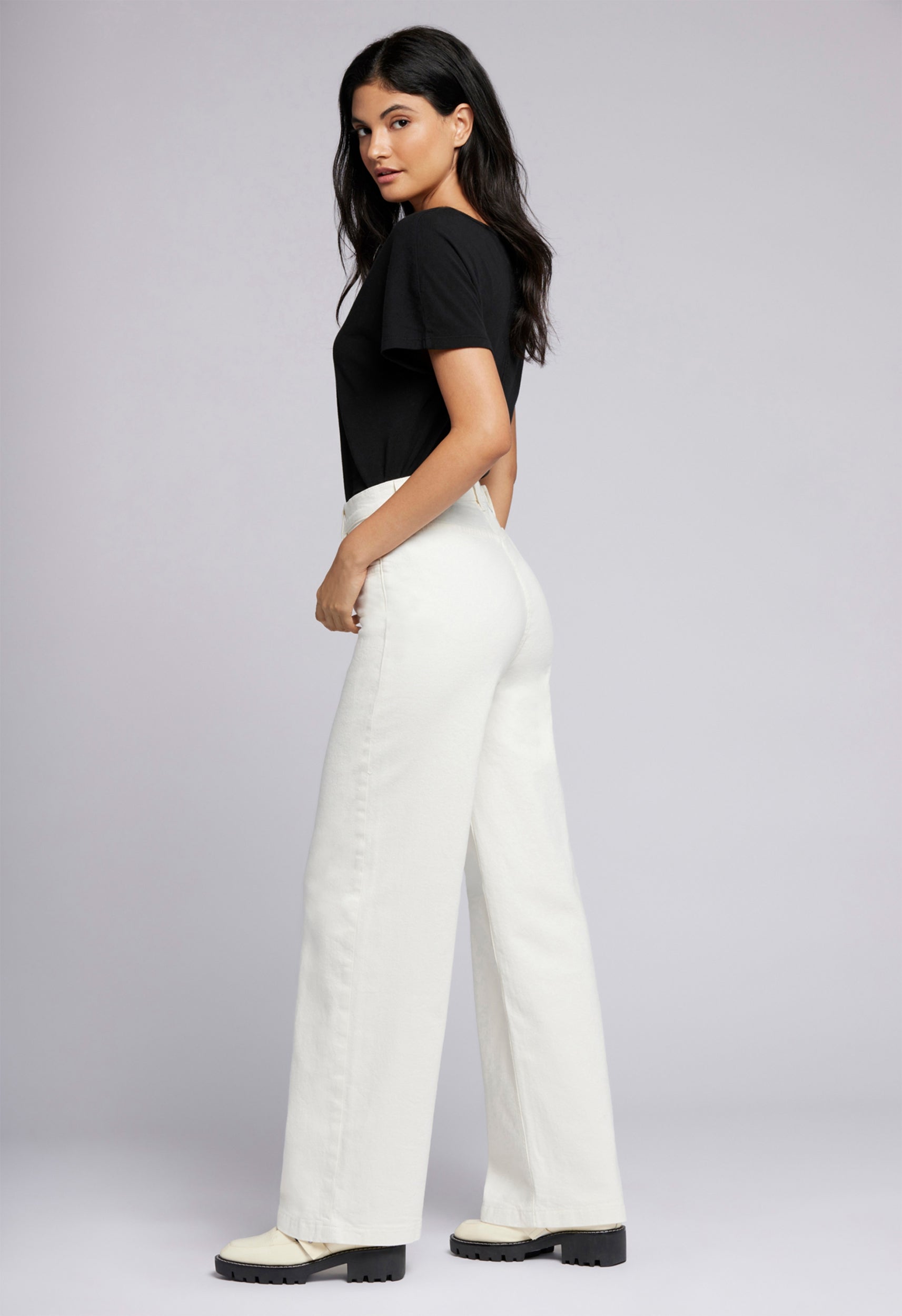 The Pioneer High Rise Wide Leg Jean Moonbeam White | Moonbeam