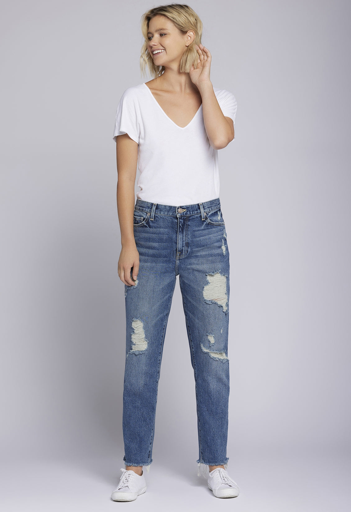 The Boyfriend Original Fit Jean Peaceful Medium Blue | Peaceful Destructed