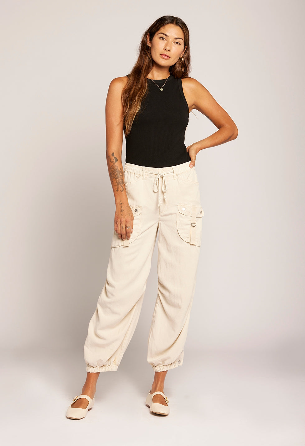 The Upright Baggy Cargo Trouser Beige | Biscuit