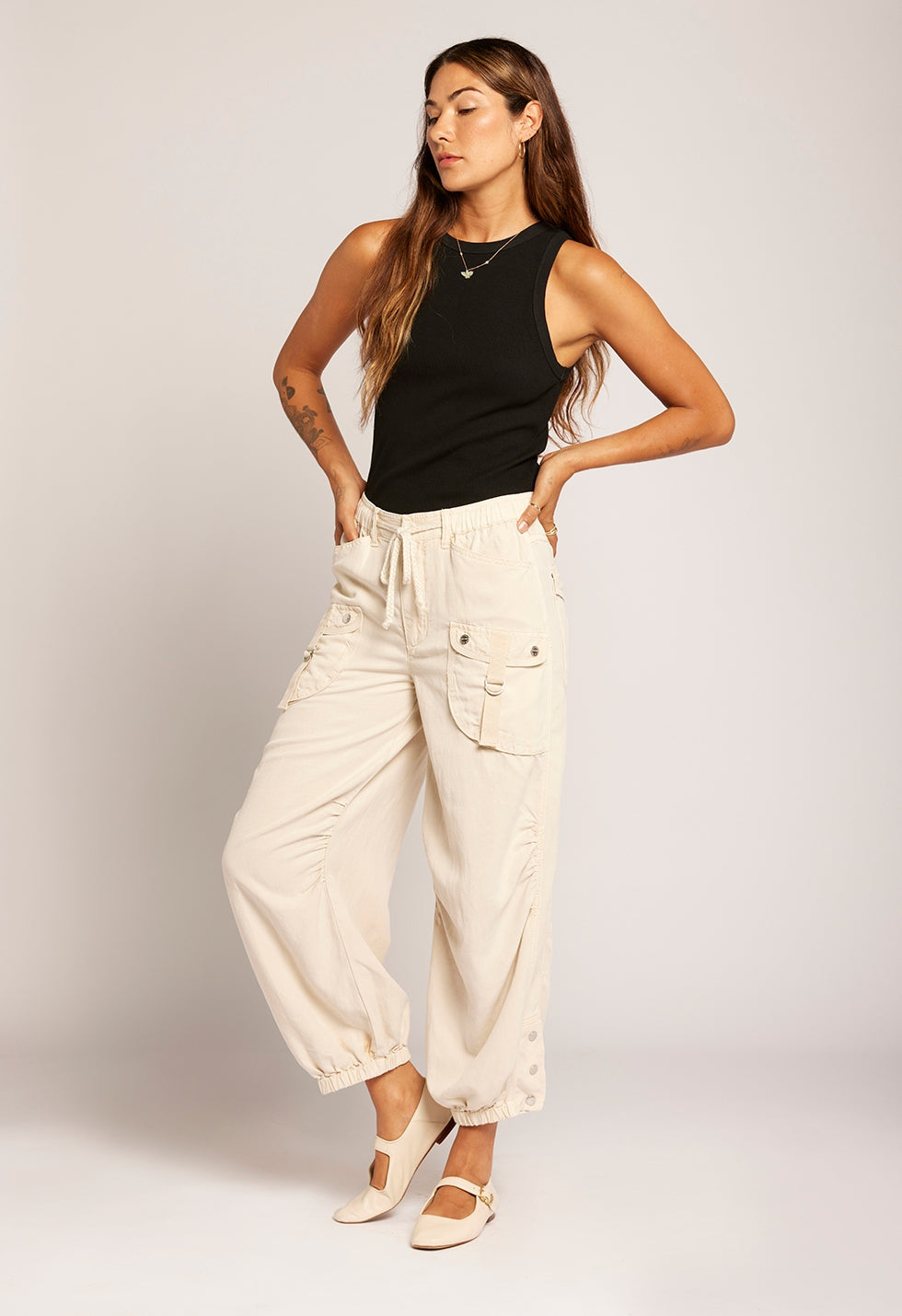 The Upright Baggy Cargo Trouser Beige | Biscuit