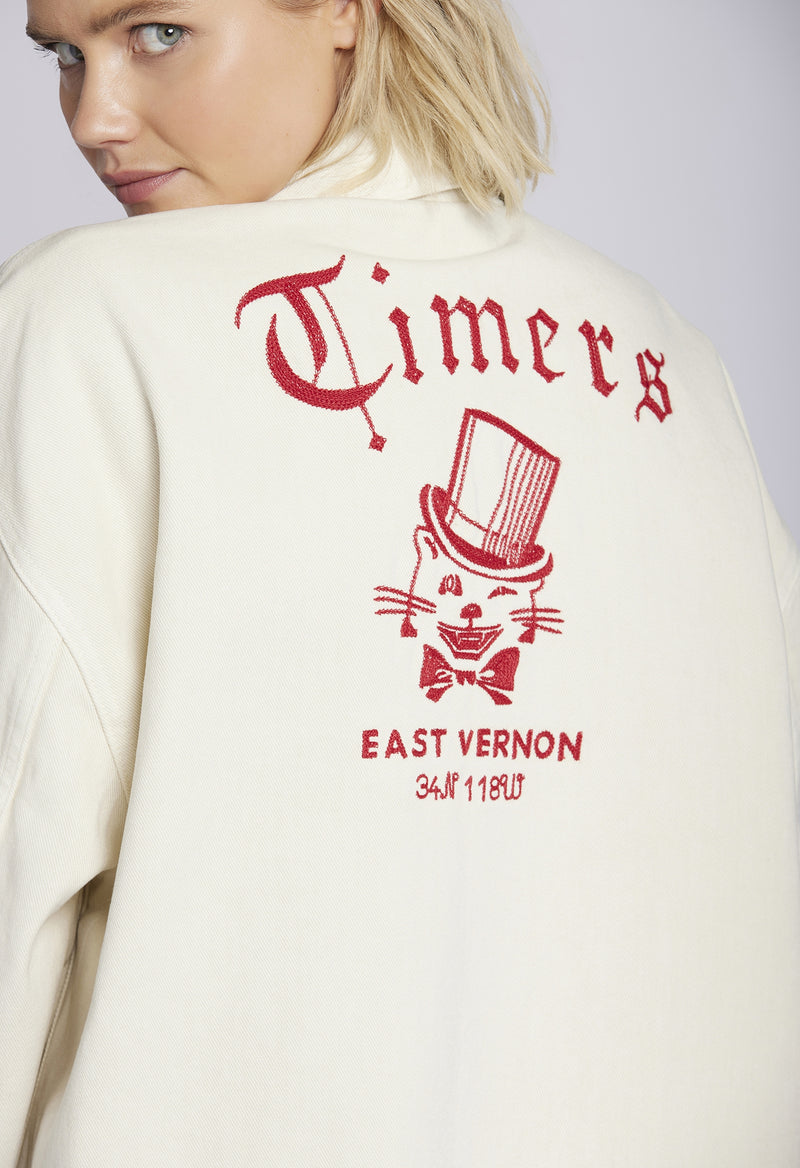 The Timers Oversized Shacket in Biscuit White | Biscuit