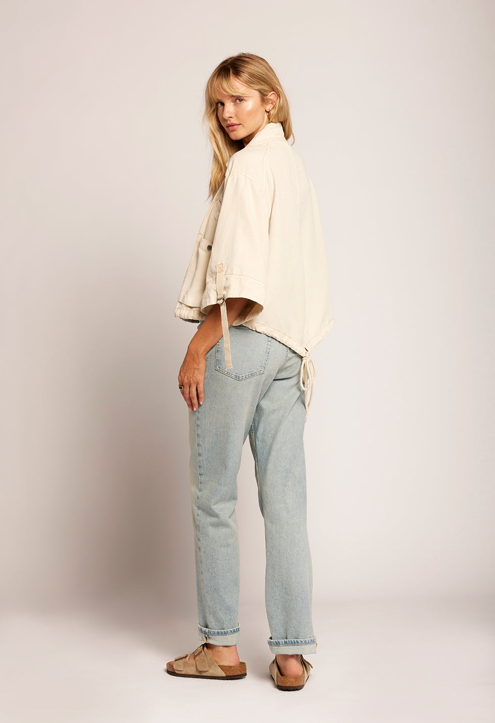 The Blissful Cropped Utility Jacket Beige | Biscuit