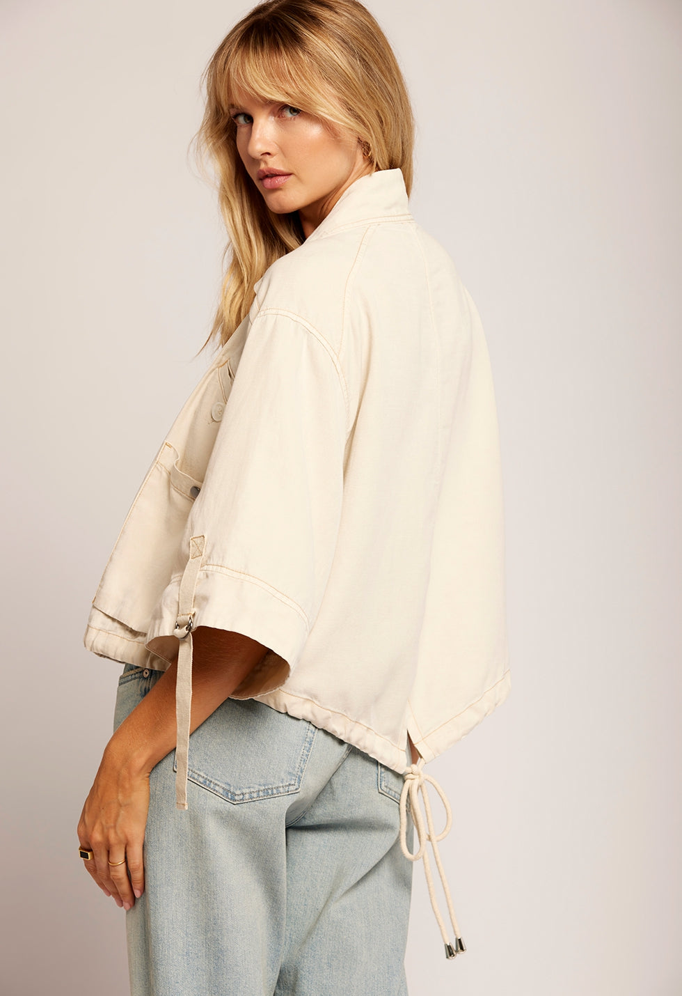 The Blissful Cropped Utility Jacket Beige | Biscuit