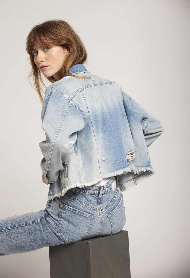 The Falling Out Cropped Jacket Light Blue | Belfast